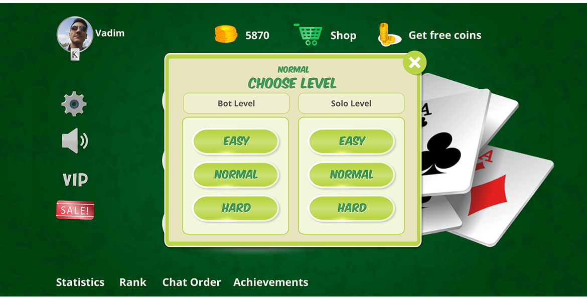 solitaire pros choose level